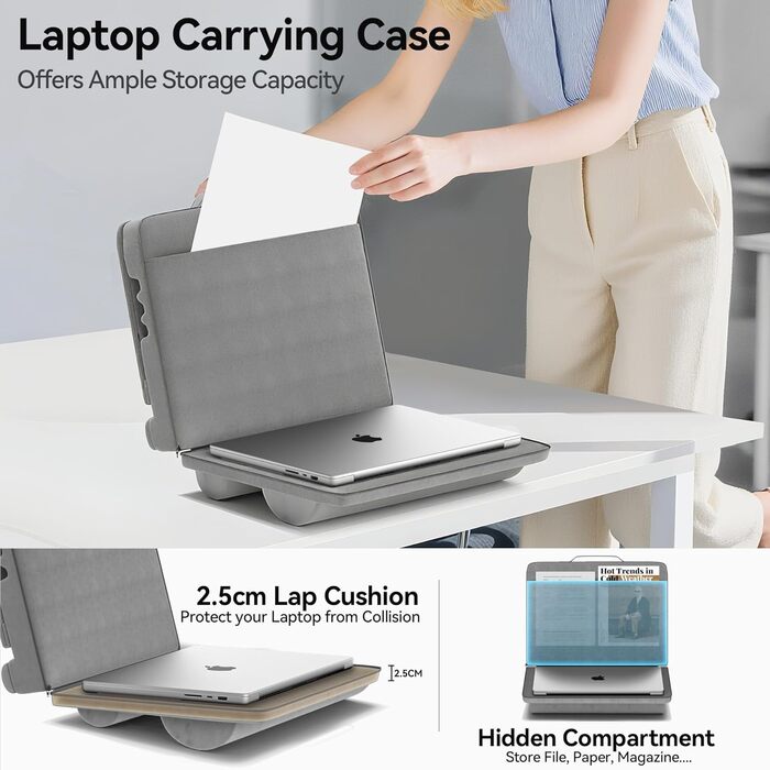 Підставка для ноутбука з регулюванням кута нахилу, подушка для рук, чорна (до 16 дюймів)