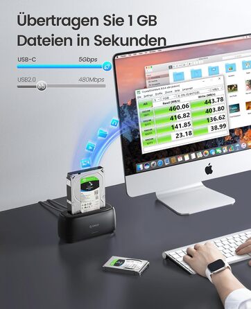 ORICO Док-станція для жорстких дисків, USB 3.2 Gen 1, для 2.5' та 3.5' HDD/SSD, підтримка UASP, 2 відсіки