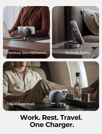 Зарядна станція LISEN 3-в-1 MagSafe 25W з адаптером 45W для iPhone 17/16/15/14/13, Apple Watch та AirPods Qi2.2