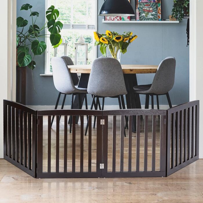 Зручна дерев'яна перегородка для собак, розкладний захисний забір, 4 панелі, для дому та вулиці