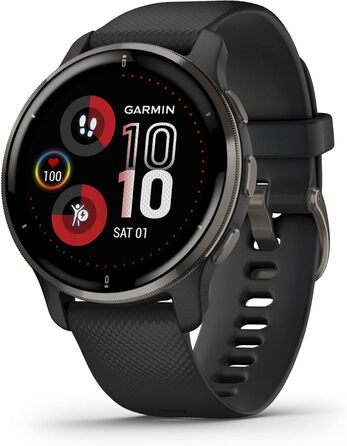 Розумний годинник Garmin Venu 2 Plus: GPS, фітнес, AMOLED-дисплей, 25+ видів спорту, Music Pay (Чорний/Шкіряний)