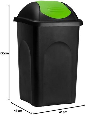 Сміттєвий бак Stefanplast з гойдальним кришкою, 60 літрів (чорний/зелений)