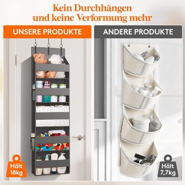 Органайзер для підвішування Lifewit Türorganizer з 5 полицями та 4 кишенями, сірий (1 шт.)