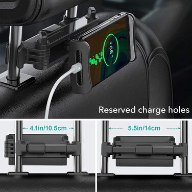 Тримач для планшета в авто, регульований, для iPad/iPhone/Samsung Galaxy/Kindle Fire/Nintendo Switch, 4.4-11 дюймів, Чорний/Червоний