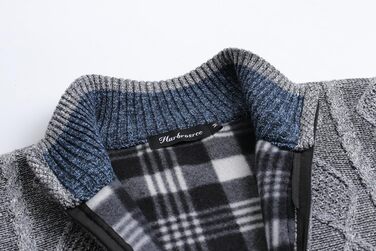 Чоловіча в'язана куртка-кардиган з коміром-стійкою та візерунком коси. Тепла флісова куртка з довгим рукавом для чоловіків (XXL, світло-сірий)