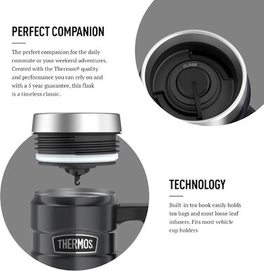 Термос König Travel Mug з нержавіючої сталі - Матовий чорний (470 мл) - Gun Metal