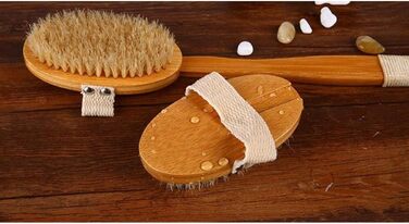 16.3 Inch Bamboo Body Scrub Brush for Women Bath Brushes with Long Handle Men Pig Bristle Bath Accessories