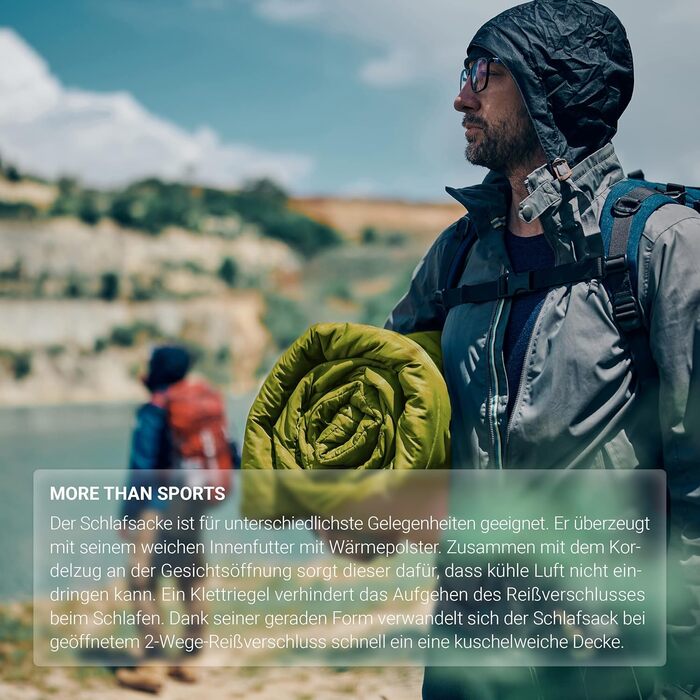 Спальний мішок MSports Premium Outdoor з ременем для перенесення - вибір на весну/літо (200 GSM) або осінь/зима (300 GSM) для кемпінгу, подорожей, фестивалів - теплий мумієподібний спальник оливкового кольору 300 GSM - для осені/зими