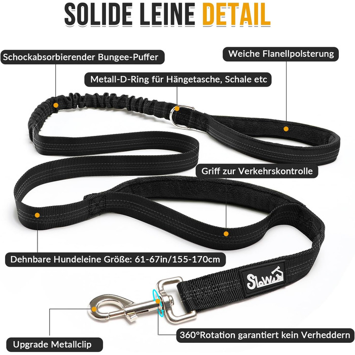 Нашийник для собак Eyein з повідком для великих та середніх собак, м'який, з 2 кліпсами для повідка, світловідбиваючий, легкий, анти-тяга, для прогулянок та тренувань, чорний, розмір L