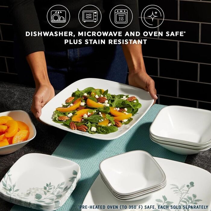 Посуд Corelle Amalie Square 16 предметів для 4 осіб – міцний та стильний набір