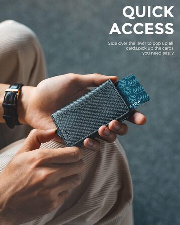 Чоловічий шкіряний картхолдер VULKIT з відділеннями, металевий Pop-Up етикет, анти-RFID захистом