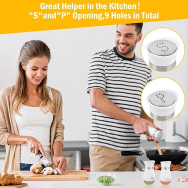 Набір солі та перцю з нержавіючої сталі з скляним дном, для кухні, грилю та кемпінгу (білий)