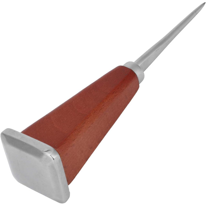 Nivvity Wooden Handle Ice Pick, Bartender Ice Pick, Stainless Steel Ice Pick with Wooden Handle Bartender Tool for Bars Restaurants (Single Prong Square Tail)