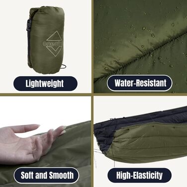 Onewind Hammock Underquilt, full-length underquilt with insulation for hammock camping, 4 seasons, hiking, backpacking, and travel. Lightweight and portable