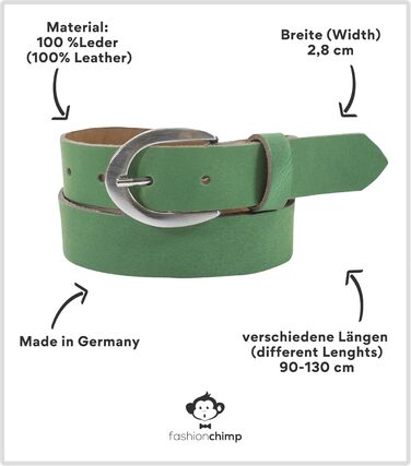 Жіночий шкіряний ремінь fashionchimp Basic (Німеччина), срібляста пряжка, ширина 2.8 см, розмір 95/BW80