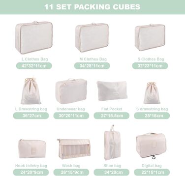 Органайзер для валізи BillyBath: Набір для подорожей (8 шт., A-beige)