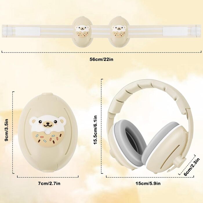 Навушники для захисту слуху дитини Yesay, 0-4 роки, 2-в-1, регульоване кріплення, для сну, подорожей та захисту від шуму