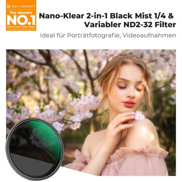 Фільтр K&F Concept 2-в-1 Black Mist 1/4 + ND2-ND32 49мм з нанопокриттям