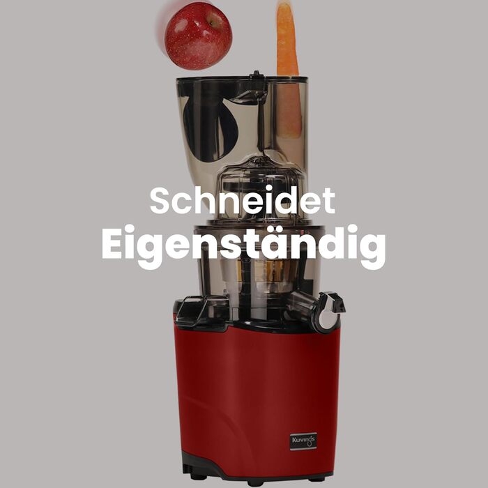 Соковижималка Kuvings REVO830 Slow Juicer з подвійною завантажувальною горловиною, автоматичною системою нарізки, набір фільтрів для смузі та сорбету, матова темно-червона
