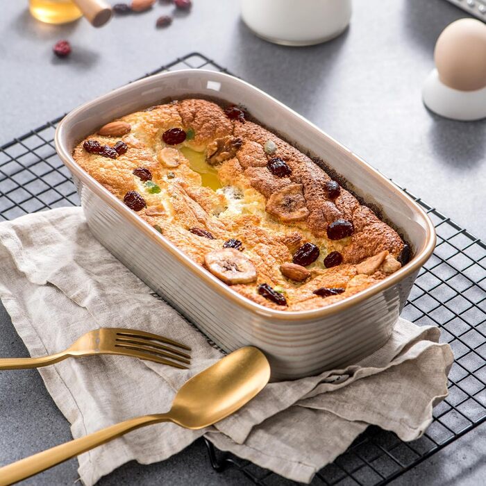 Casserole dish, PRESTI vancasso baking dish made of stoneware, 1-piece rectangular lasagna dish baking dish for bread, lasagna, pizza cake