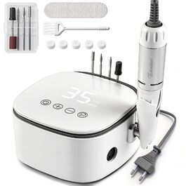 Електричний фрезер для нігтів Nagelfräser 35000 об/хв з LED дисплеєм, 35W, для манікюру та педикюру, білий