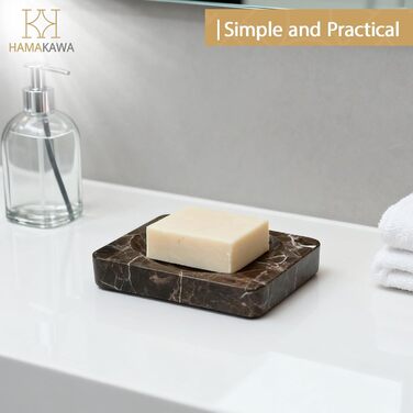 Миска для мила Naturmarmor, темно-коричнева, прямокутна, 12x9 см. Тримач для мила з вапняку, для ванної кімнати та кухні