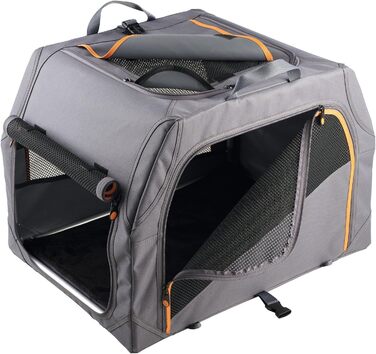 Складана переносна переносна собача будка HUNTER з алюмінієвим каркасом, сірого/помаранчевого кольору, S (91 x 61 x 58 см)