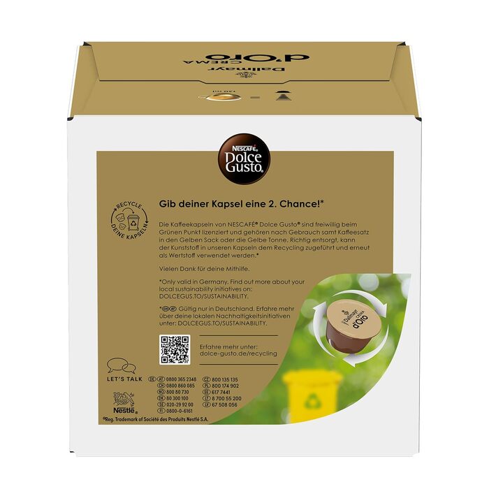 Кавові капсули NESCAFÉ Dolce Gusto DALLMAYR Crema d'Oro, 16 капсул x 3 упаковки (48 шт), 80 г