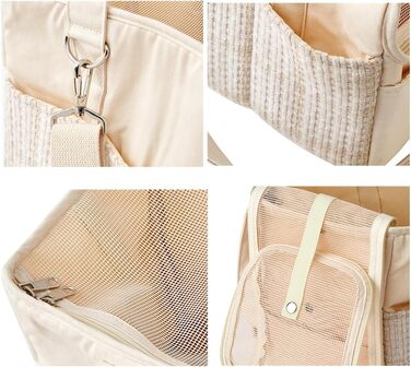 Транспортна сумка для собак та котів до 5 кг - переноска для тварин з верхньою відкривачкою, дихаюча, складана, з регульованим плечовим ременем, дозволена для перевезення в літаку, бежева