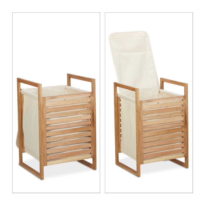 Relaxdays Walnut Laundry Basket with Lid