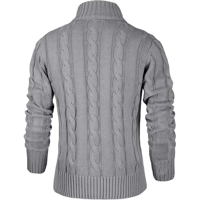 Чоловічий в'язаний кардиган NITAGUT: стильний та теплий на зиму. Довгі рукави, в'язаний пуловер, XXL, сірий колір