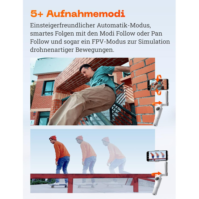 Insta360 Flow - Gimbal для смартфона з автотрекінгом, 3-осьова стабілізація, вбудований селфі-стік та штатив, білий