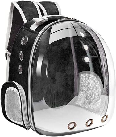 Рюкзак-переноска для кота MagiDeal Premium, велика прозора сумка для тварин, портативна, з вентиляцією, для котів та маленьких собак, водонепроникний, чорний