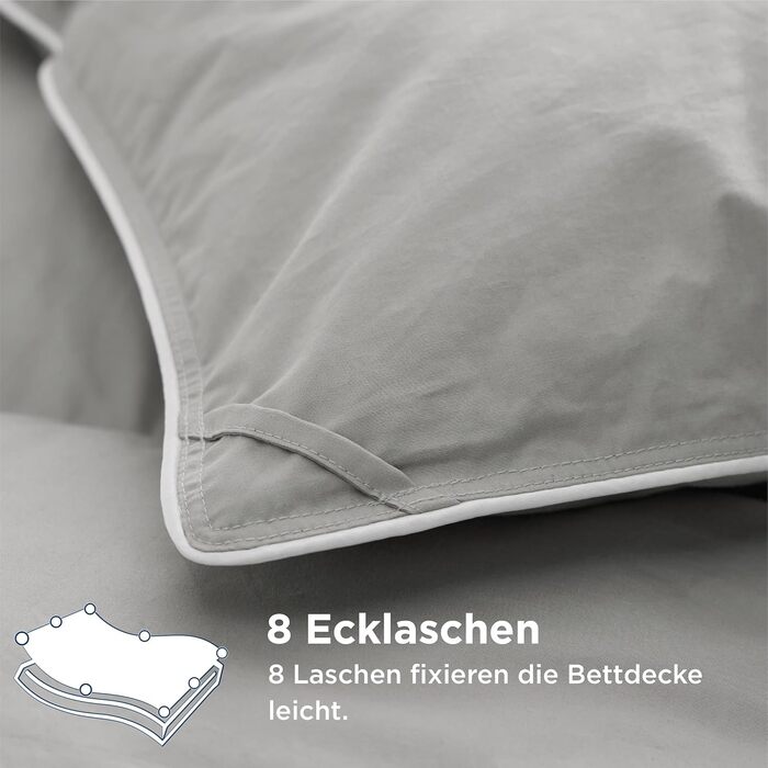 BEDSURE Down Comforter 135x200 Winter Duvet - Feather Duvet with Öko-Tex Certification, Warm Winter Comforter 90% Down and 10% Feathers 880 gr. Filling, Down Stepped Duvet White Gray 03gray - Warm Down Comforter (90 Down / 10 Feathers) 135 x 200 cm