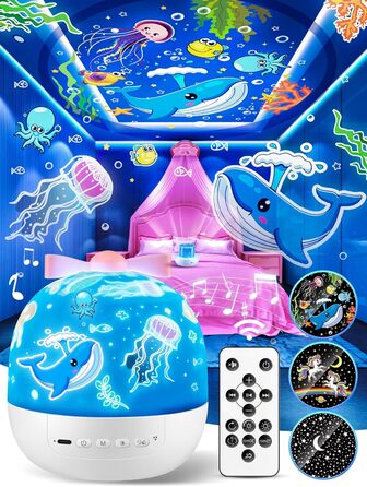 Star Projector for Kids with 15 Flashing Modes, Music Box for Baby Girls with 10 Melodies, 7-Color Night Light, Kids Night Light, Star Projector Baby Gift for Girls, Kids Room Decoration (Multicolor)