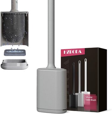 Силіконова щітка для унітазу Klobürste сірого кольору з кріпленням на стіну без свердління, швидковисихаючий тримач, настінний комплект