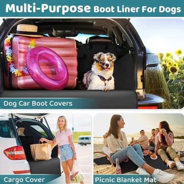 Захист для багажника автомобіля KYG: водонепроникний килимок для собак з боковими захистами, 185x105x38 см, чорний