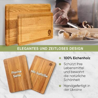 WDOMA Cutting Board Set - Oak Wood - 2-Piece Set - 40x25 / 35x20 - XL/L Cutting Boards - Wood Board for Kitchen - Cutting Board Wood - Wooden Cutting Board - Kitchen Wood Board