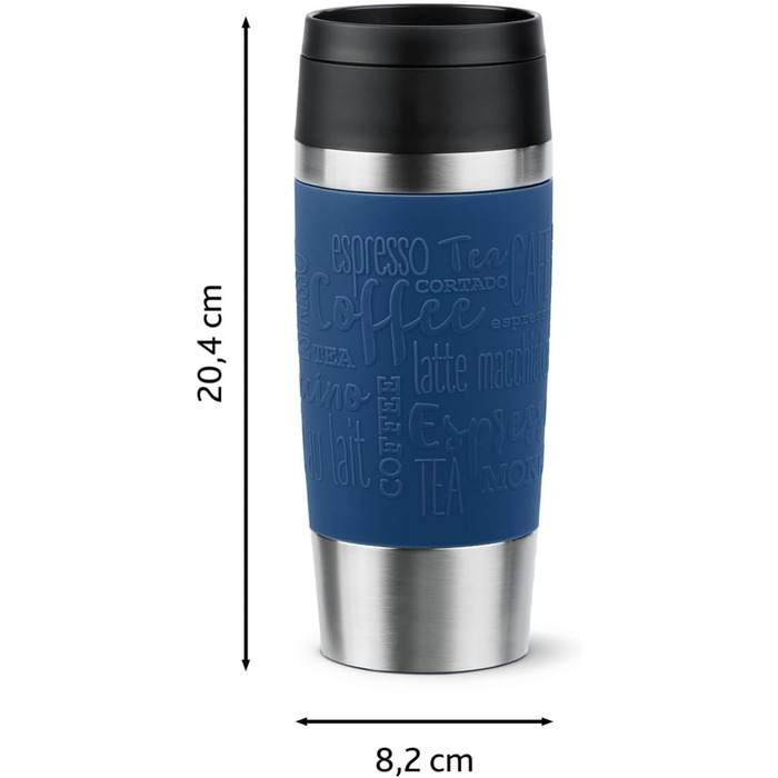 Термокружка Emsa N20202 Travel Mug Classic, 0.36 л, нержавіюча сталь, 4 год гаряче/8 год холодне, герметична, для подорожей