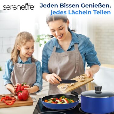 Набір посуду SereneLife 11 предметів: каструлі та сковорідки з антипригарним покриттям, чорний (Azul)