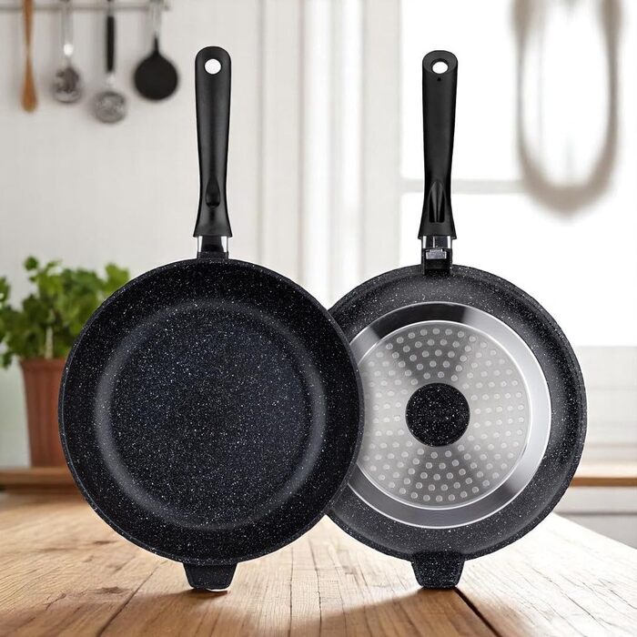 Набір каструль та сковорідок EliteHoff 17 предметів з антипригарним покриттям, чорний (E-7026)