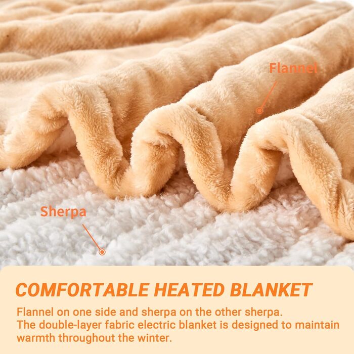 Електрична ковдра з підігрівом 130x180 см з автовимкненням, 10 режимів нагріву, захист від перегріву, машинне прання, для теплих ночей (Хакі, 130 x 180 см)