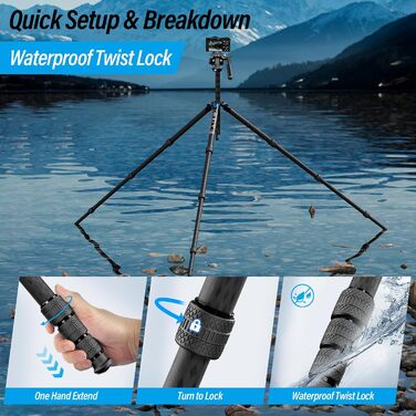 Штатив SIRUI AM124 з кульковою головкою AM01, карбоновий, легкий, для камери, 159 см, вантажопідйомність 12 кг