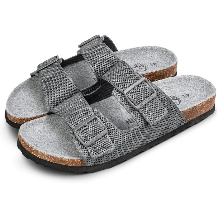 Giesswein Merino Slides жінки - Шльопанці з анатомічною устілкою з корка - Комфортні сандалі з регульованими ремінцями з ажурного трикотажу - Домашні капці з мериносовою устілкою (40 EU, Slate)