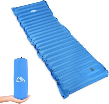 MSPORTS Кемпінговий килимок Isomatte Premium, ультралегкий, вологостійкий для кемпінгу, піших прогулянок, подорожей з рюкзаком, пляжу. З насосом для накачування. (Королівський синій)