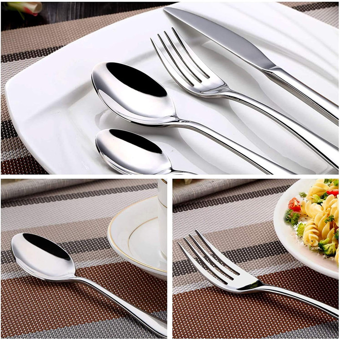 48-Piece Cutlery Set, 8 People, Stainless Steel Cutlery Set with Serving Cutlery, Dining Cutlery with Forks, Knives, Spoons, Serving Set, Polished, Dishwasher Safe