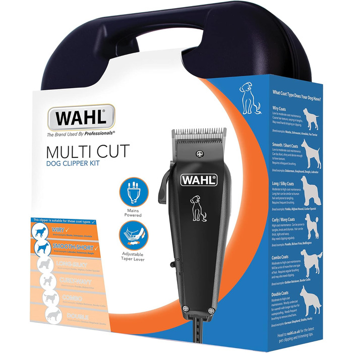 Машинка для стрижки собак Wahl, набір для догляду за шерстю Multi-Cut, для собак та котів, тиха, легка, з лезами з вуглецевої сталі