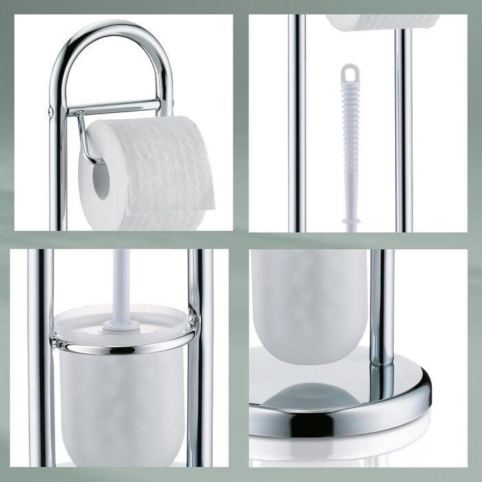 Набір для ванної кімнати Kela з тримачем туалетного паперу та підставкою для щітки 65 см, щітка для туалету з відкритою підставкою Fabio, метал, блискучий сріблястий
