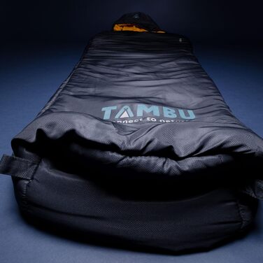 Спальний мішок TAMBU Mumienschlafsack 80x210см - компактний, для літа, осені та зими. Теплий, для кемпінгу, подорожей, фестивалів. Без PFC, синій.