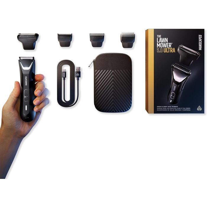 The Lawn Mower™ 5.0 Ultra by MANSCAPED™: SkinSafe™ Intimate & Body Hair Trimmer, Man, Bodygroomer, Two Functions - Trimming and Shaving, Hair Removal, Waterproof, Battery Powered, With Case